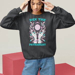 Feminist Witch Sweatshirt Hex The Patriarchy Celestial Moon TS09 Black Printyourwear