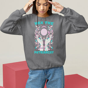 Feminist Witch Sweatshirt Hex The Patriarchy Celestial Moon TS09 Charcoal Printyourwear