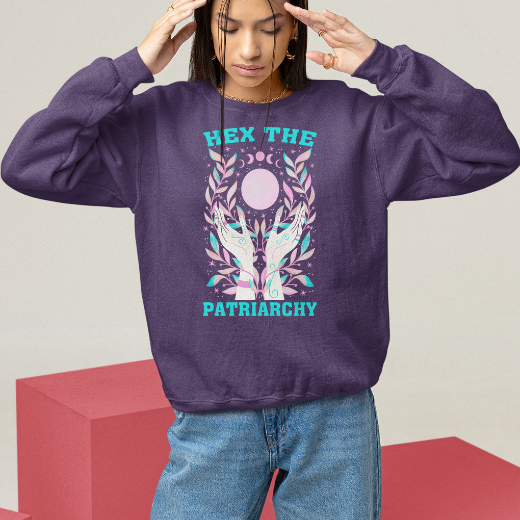 Feminist Witch Sweatshirt Hex The Patriarchy Celestial Moon TS09 Purple Printyourwear