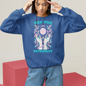 Feminist Witch Sweatshirt Hex The Patriarchy Celestial Moon TS09 Royal Blue Printyourwear