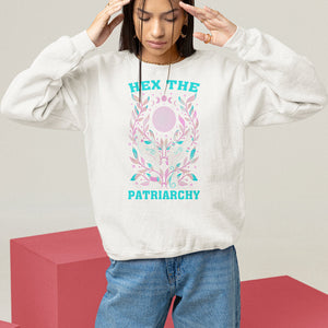 Feminist Witch Sweatshirt Hex The Patriarchy Celestial Moon TS09 White Printyourwear