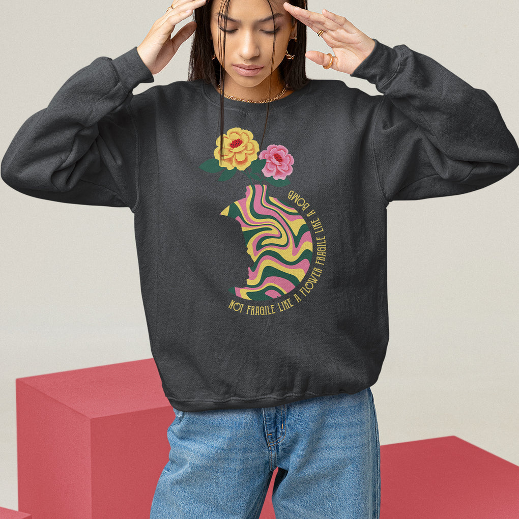 Not Fragile Like A Flower Fragile Like A Bomb Women's Rights RBG Ruth Bader Ginsburg Sweatshirt TS09 Black Printyourwear