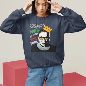 Speak Your Mind Even If Your Voice Shakes Sweatshirt Feminist RBG Ruth Bader Ginsburg TS09 Navy Printyourwear