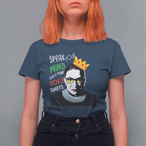 Speak Your Mind Even If Your Voice Shakes T Shirt For Women Feminist RBG Ruth Bader Ginsburg TS09 Navy Printyourwear