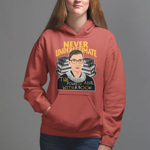 Never Underestimate The Power Of A Girl With A Book Hoodie Feminist RBG Ruth Bader Ginsburg TS09 Red Printyourwear