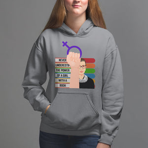 Feminist Hoodie Never Underestimate The Power Of A Girl With A Book RBG TS09 Charcoal Printyourwear