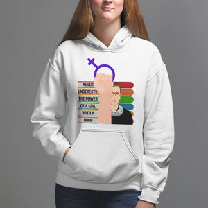 Feminist Hoodie Never Underestimate The Power Of A Girl With A Book RBG TS09 White Printyourwear