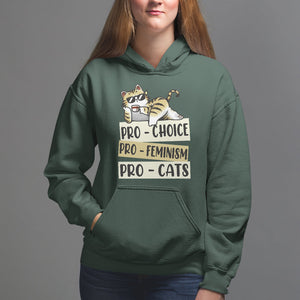 Feminist Hoodie Pro Choice Pro Feminism Pro Cats Funny Cat Coffee TS09 Dark Forest Green Printyourwear