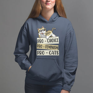 Feminist Hoodie Pro Choice Pro Feminism Pro Cats Funny Cat Coffee TS09 Navy Printyourwear