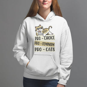 Feminist Hoodie Pro Choice Pro Feminism Pro Cats Funny Cat Coffee TS09 White Printyourwear