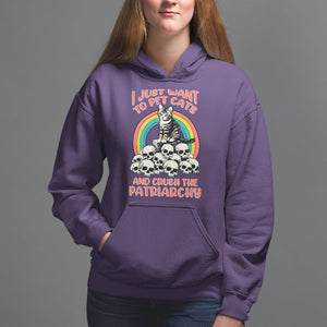 Feminist Hoodie I Just Want To Pet Cats and Crush The Patriarchy TS09 Purple Printyourwear