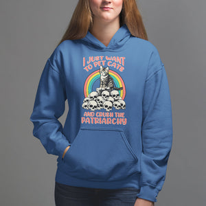 Feminist Hoodie I Just Want To Pet Cats and Crush The Patriarchy TS09 Royal Blue Printyourwear