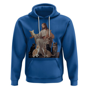 Jesus Hugs Cats Funny Christian Cat Lover Hoodie TS09 Royal Blue Printyourwear