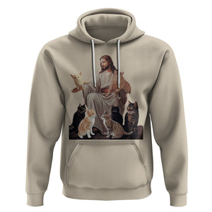 Jesus Hugs Cats Funny Christian Cat Lover Hoodie TS09 Sand Printyourwear