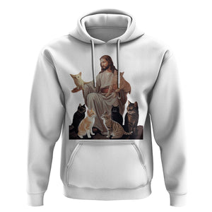 Jesus Hugs Cats Funny Christian Cat Lover Hoodie TS09 White Printyourwear