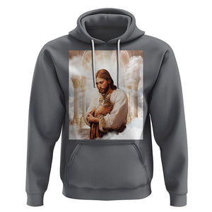 Jesus Hugs Cats Paradise Funny Christian Cat Lover Hoodie TS09 Charcoal Printyourwear