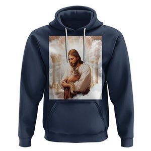 Jesus Hugs Cats Paradise Funny Christian Cat Lover Hoodie TS09 Navy Printyourwear