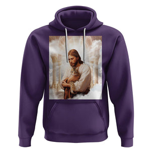 Jesus Hugs Cats Paradise Funny Christian Cat Lover Hoodie TS09 Purple Printyourwear