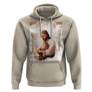 Jesus Hugs Cats Paradise Funny Christian Cat Lover Hoodie TS09 Sand Printyourwear