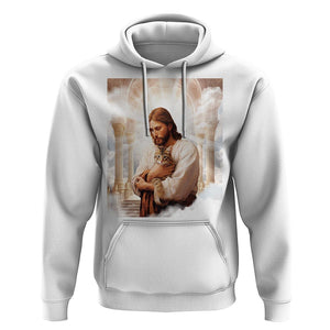 Jesus Hugs Cats Paradise Funny Christian Cat Lover Hoodie TS09 White Printyourwear