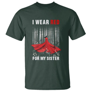 MMIW T Shirt I Wear Red For My Sister Native American TS09 Dark Forest Green Printyourwear