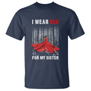 MMIW T Shirt I Wear Red For My Sister Native American TS09 Navy Printyourwear