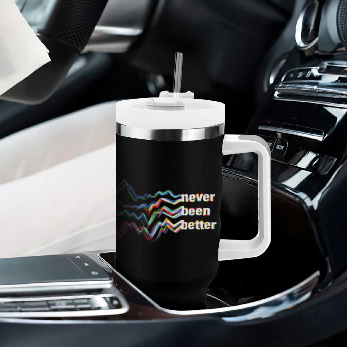 Mental Health Tumbler With Handle Existential Dread Never Been Better Vaporwave Typography Aesthetic TS09 Print Your Wear