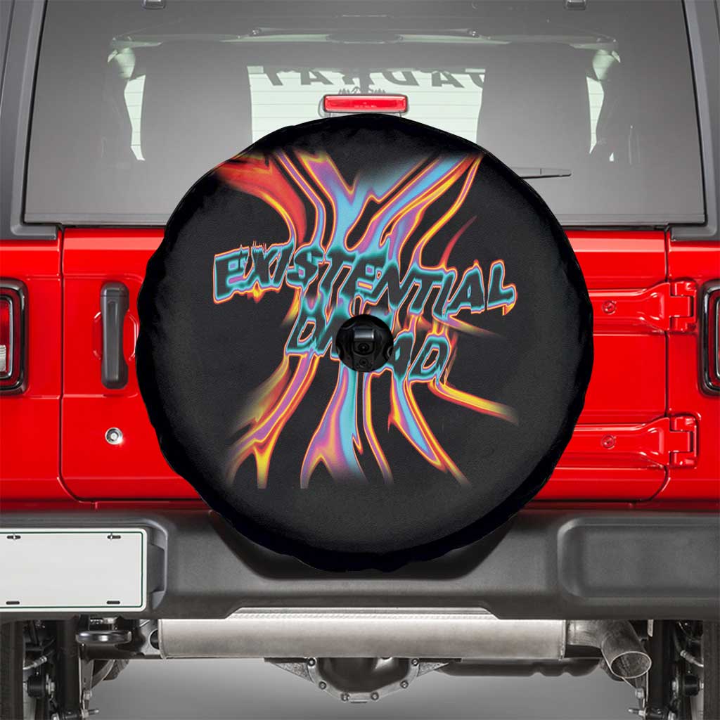 Mental Health Spare Tire Cover Existential Dread Liquid Melting Typography TS09 Black Print Your Wear