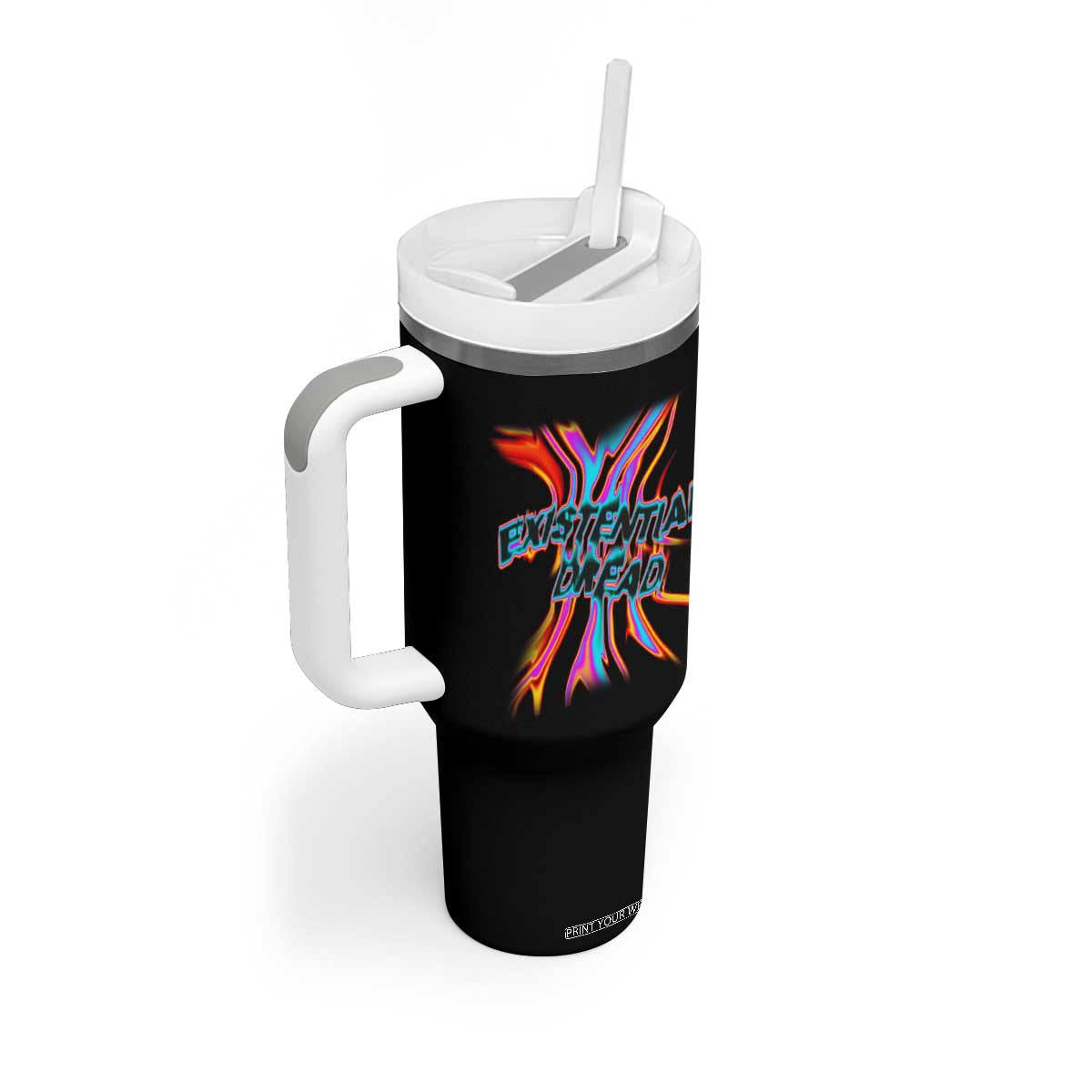 Mental Health Tumbler With Handle Existential Dread Liquid Melting Typography TS09 Print Your Wear