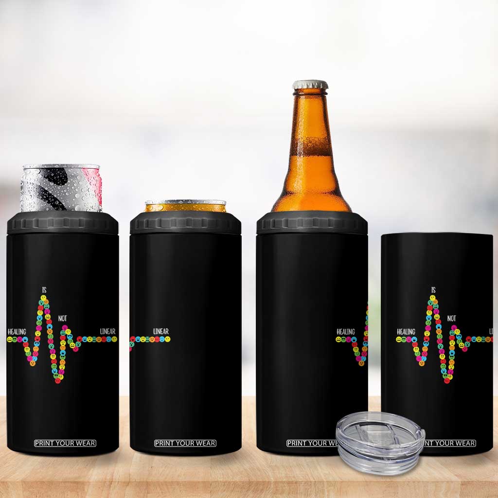 Mental Health 4 in 1 Can Cooler Tumbler Healing Is Not Linear Emotion Faces TS09 Print Your Wear