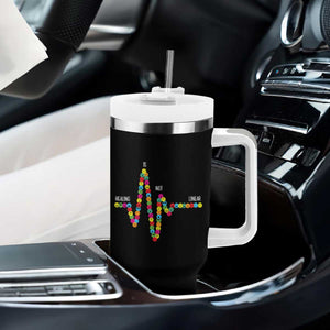 Mental Health Tumbler With Handle Healing Is Not Linear Emotion Faces TS09 Print Your Wear