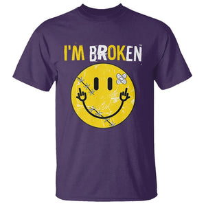 Mental Health T Shirt I'm Broken I'm Ok Invisible Illness Funny Fxxk Emotion Face TS09 Purple Printyourwear