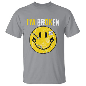 Mental Health T Shirt I'm Broken I'm Ok Invisible Illness Funny Fxxk Emotion Face TS09 Sport Gray Printyourwear