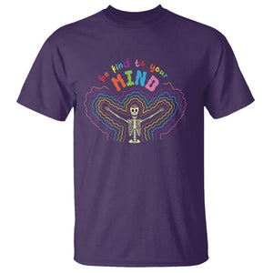 Mental Health T Shirt Be Kind To Your Mind Self Care Rainbow Skeleton TS09 Purple Printyourwear