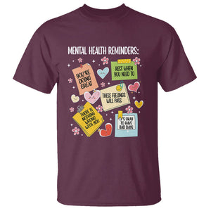 Mental Health Reminders Motivation T Shirt TS09 Maroon Printyourwear