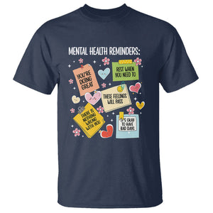 Mental Health Reminders Motivation T Shirt TS09 Navy Printyourwear