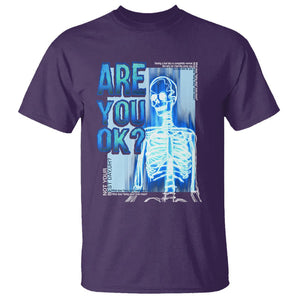 Mental Health T Shirt Are You Ok? Skeleton Having A Bad Day Is Completely Normal TS09 Purple Printyourwear