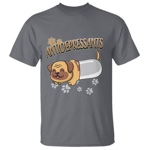 Mental Health Dog Lover T Shirt Antidepressants Dog Puppy Pill TS09 Charcoal Printyourwear