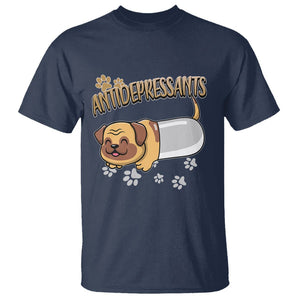 Mental Health Dog Lover T Shirt Antidepressants Dog Puppy Pill TS09 Navy Printyourwear