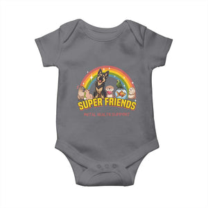 Mental Health Support Baby Onesie Super Friends Cute Animals Dog Cat Capybara Otter TS09 Charcoal Print Your Wear