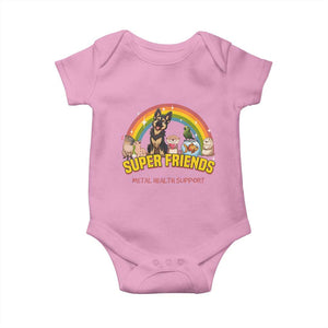 Mental Health Support Baby Onesie Super Friends Cute Animals Dog Cat Capybara Otter TS09 Light Pink Print Your Wear