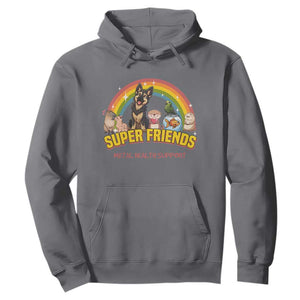 Mental Health Support Hoodie Super Friends Cute Animals Dog Cat Capybara Otter TS09 Charcoal Print Your Wear