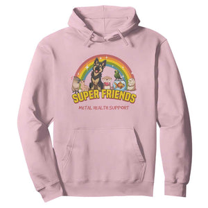 Mental Health Support Hoodie Super Friends Cute Animals Dog Cat Capybara Otter TS09 Light Pink Print Your Wear