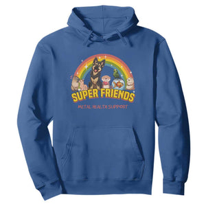 Mental Health Support Hoodie Super Friends Cute Animals Dog Cat Capybara Otter TS09 Royal Blue Print Your Wear