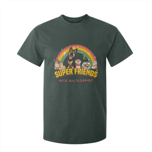 Mental Health Support T Shirt For Kid Super Friends Cute Animals Dog Cat Capybara Otter TS09 Dark Forest Green Print Your Wear