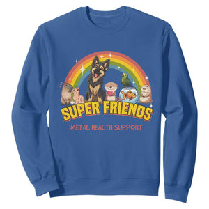 Mental Health Support Sweatshirt Super Friends Cute Animals Dog Cat Capybara Otter TS09 Royal Blue Print Your Wear