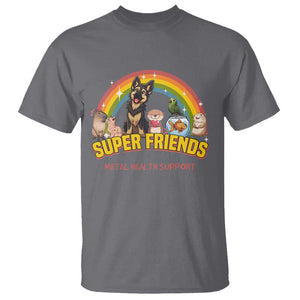 Mental Health Support T Shirt Super Friends Cute Animals Dog Cat Capybara Otter TS09 Charcoal Print Your Wear