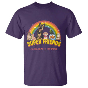 Mental Health Support T Shirt Super Friends Cute Animals Dog Cat Capybara Otter TS09 Purple Print Your Wear