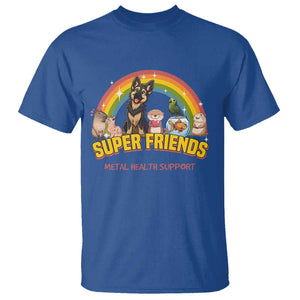 Mental Health Support T Shirt Super Friends Cute Animals Dog Cat Capybara Otter TS09 Royal Blue Print Your Wear