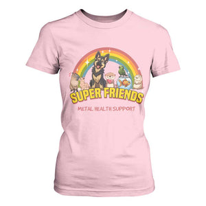 Mental Health Support T Shirt For Women Super Friends Cute Animals Dog Cat Capybara Otter TS09 Light Pink Print Your Wear